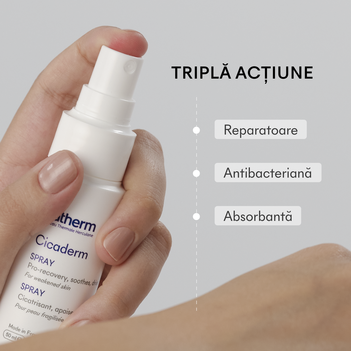 Cicaderm Repairing Spray with Mimosa tenuiflora for weeping lesions and sensitive skin, 50 ml