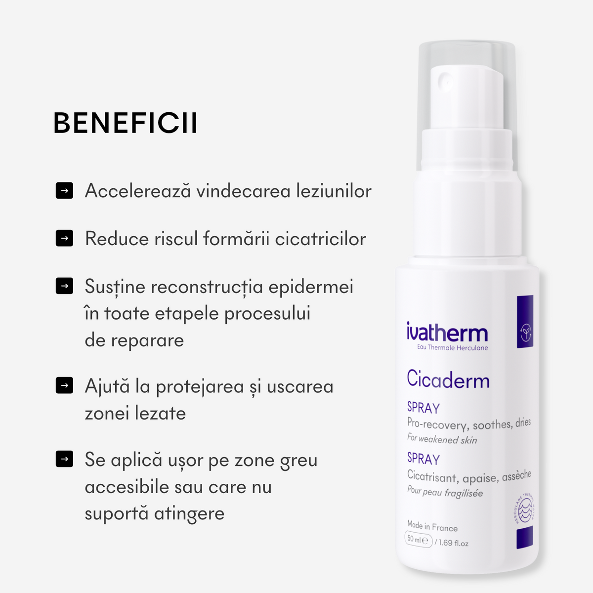 Cicaderm Repairing Spray with Mimosa tenuiflora for weeping lesions and sensitive skin, 50 ml
