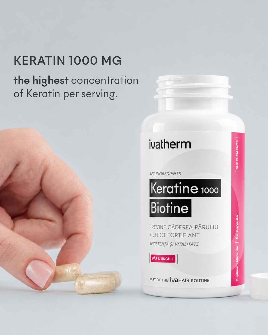 Keratine 1000 Biotin dietary supplement for hair growth stimulation