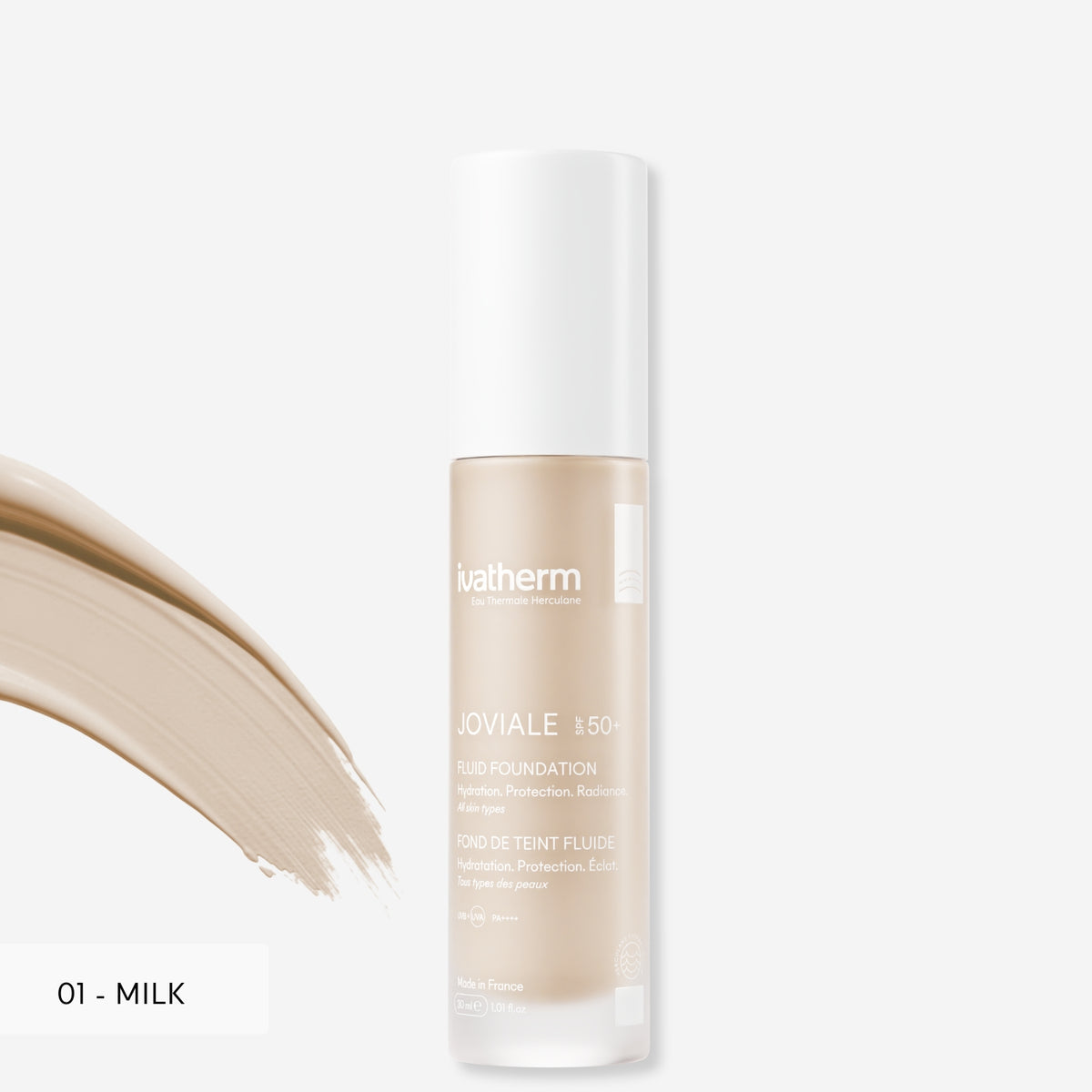 Fond de ten fluid Ivatherm Joviale SPF 50+ nuanța 01 Milk