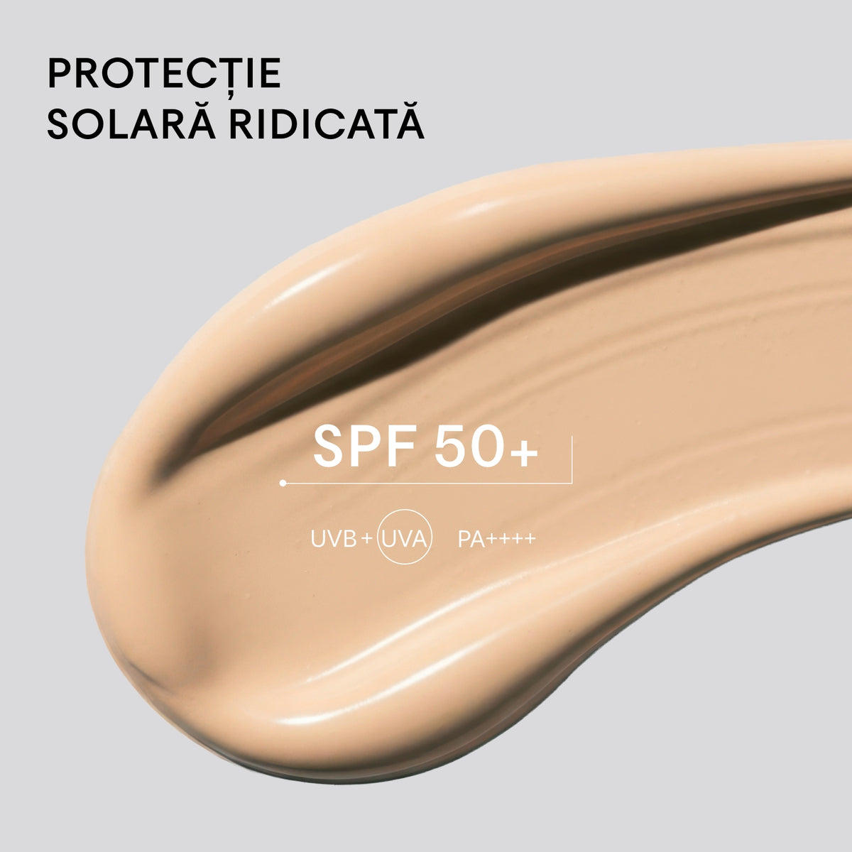 Textura fluidă Joviale SPF50+ aplicată uniform pentru acoperire medie construibilă
