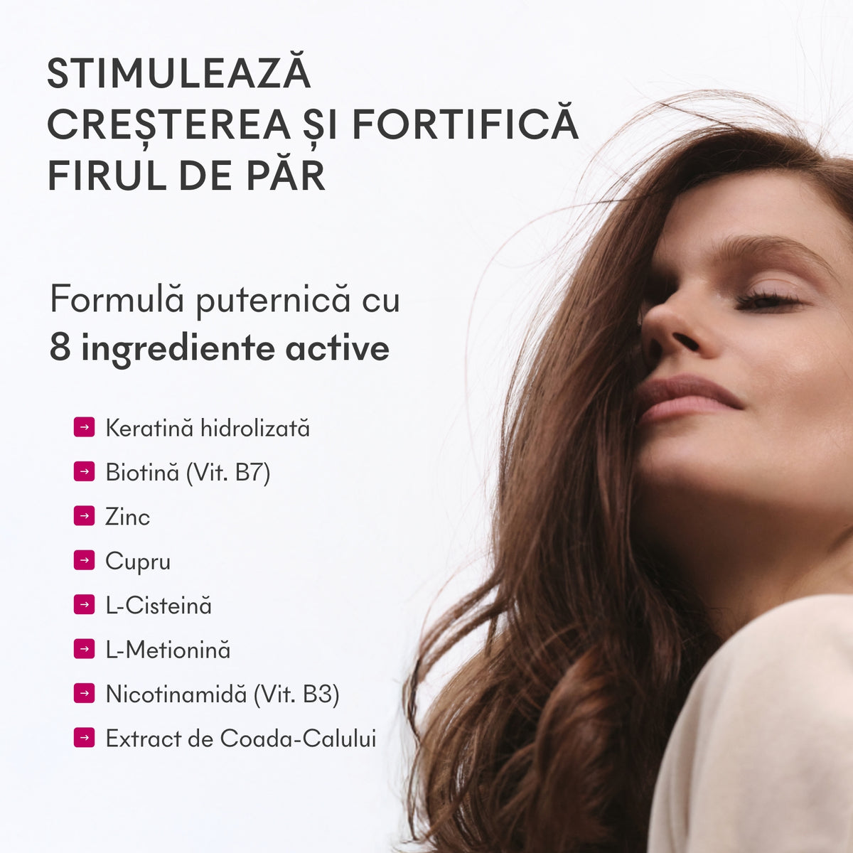 Keratină hidrolizată, biotină, zinc, cupru și aminoacizi în Keratine 1000 Biotine
